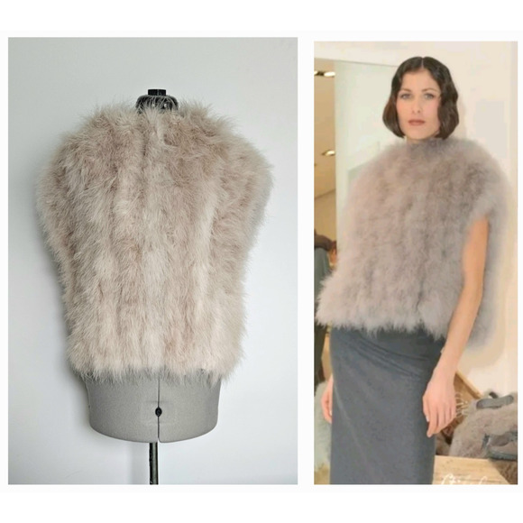 BRUNELLO CUCINELLI stunning! 100% cashmere & ostrich knit vest top $7,800 s/m - Picture 2 of 15